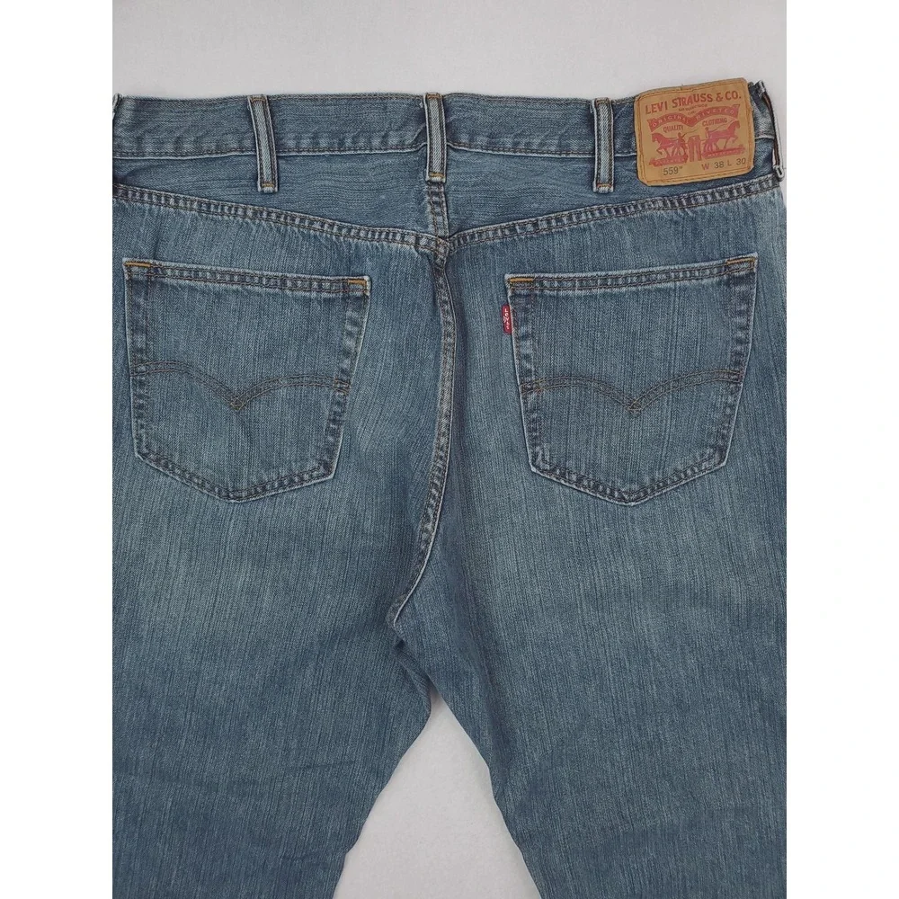 Levis 559 Jeans Mens 38x28 Blue Straight Leg Relaxed Fit Denim Medium Wash Pants